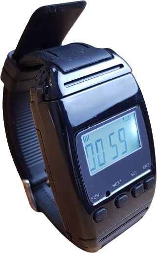 BellMe B-650 Wristwatch Receiver shown at an angle