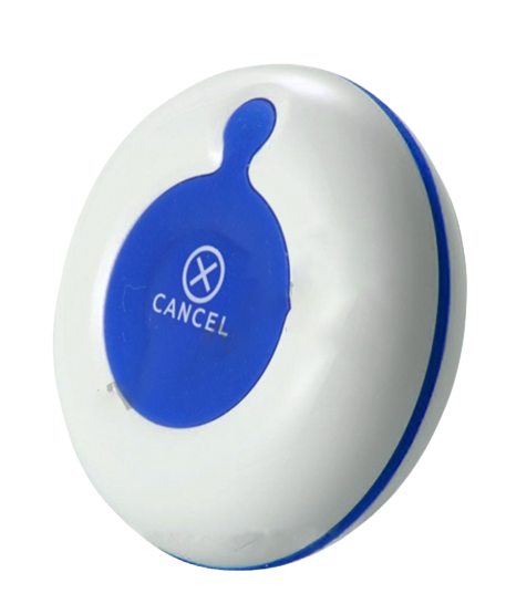 BellMe B-A1-BC wireless Single Key Cancel Button with a blue CANCEL pad