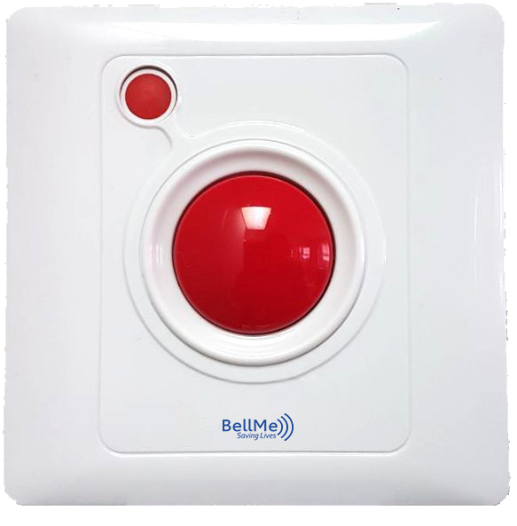 BellMe B-SW2 Call & Cancel Integrated Button with a large red call pad and a small red cancel button
